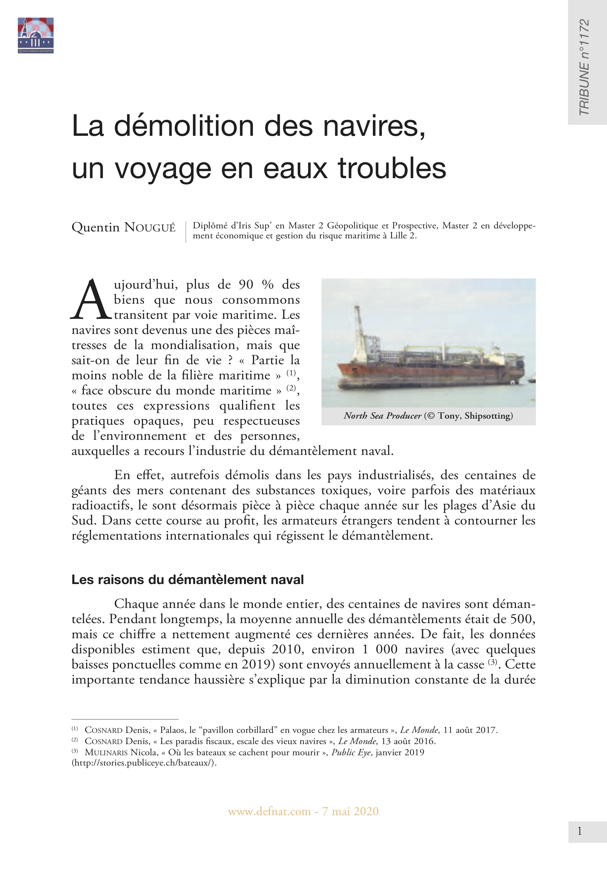 La démolition des navires, un voyage en eaux troubles (T 1172)
